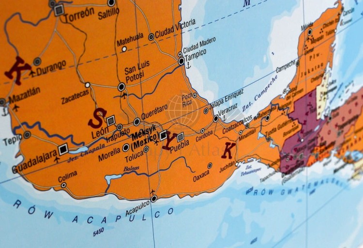 Ameryka Północna 1:9 000 000. Dwustronna mapa ścienna. Polityczna i fizyczna. Strona polityczna - fragment 8