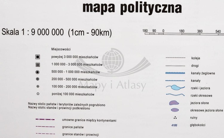 Ameryka Północna 1:9 000 000. Dwustronna mapa ścienna. Polityczna i fizyczna. Strona polityczna - legenda
