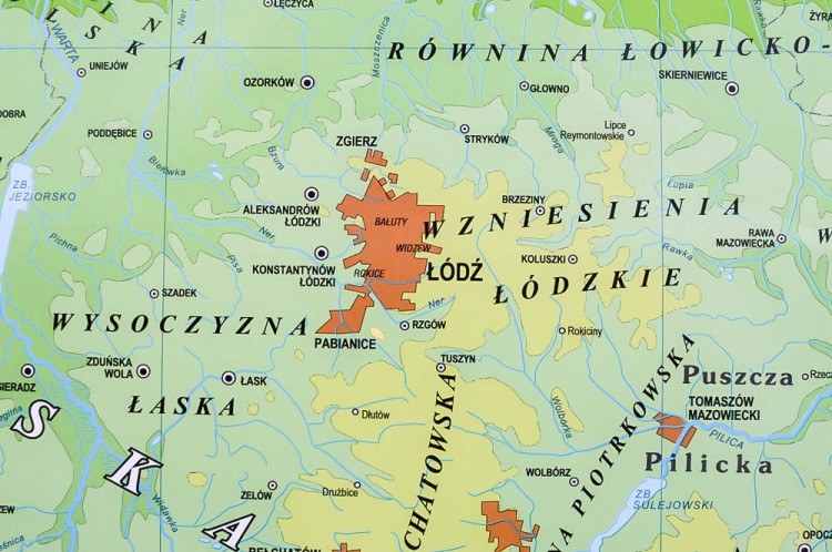 Polska 1:750 000. Mapa ścienna fizyczna. Fragment 1