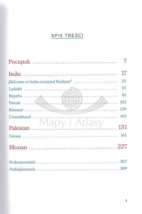 Wielki Szlak Himalajski. Indie, Pakistan, Bhutan. Autor: Bartosz Malinowski. Książka wydawnictwa Bezdroża. Spis treści