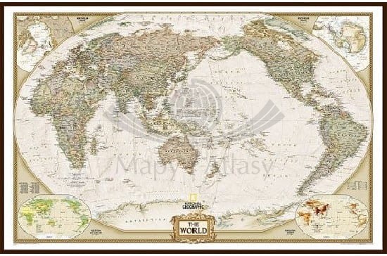 Świat 1:36 384 000. Mapa polityczna Pacific Centered, ekskluzywna. Wersja magnetyczna. Wydawnictwo: National Geographic