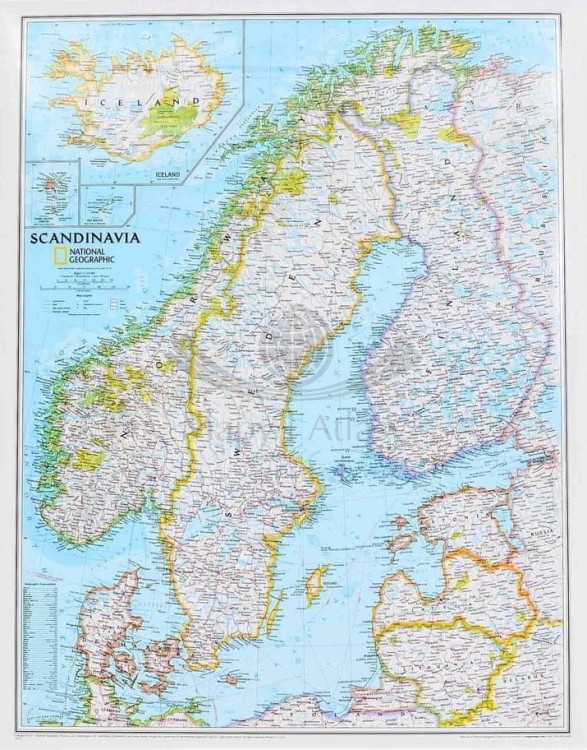 Skandynawia 1:2 763 000. Arkusz, mapa ścienna. Wydawnictwo: National Geographic