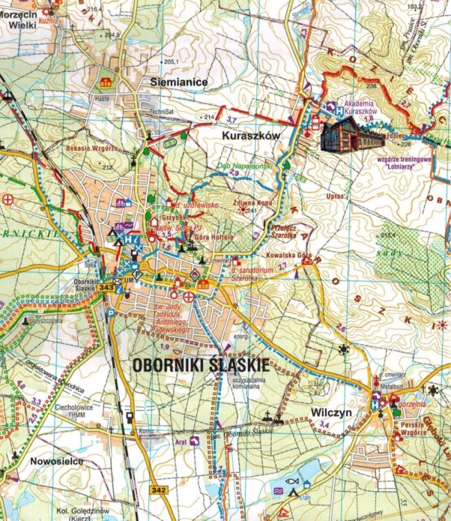 Wzgórza Trzebnickie 1:50 000. Oborniki Śląskie, Trzebnica, Prusice. Mapa turystyczna dla rowerzystów i piechurów wydawnictwa Galileos. Fragment 1