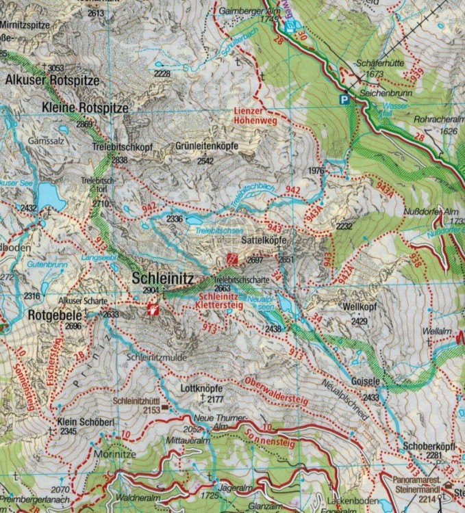 Lienz, Schobergruppe. Nationalpark Hohe Tauern. Wodoodporna mapa turystyczna 48 wydawnictwa Kompass. Fragment 2
