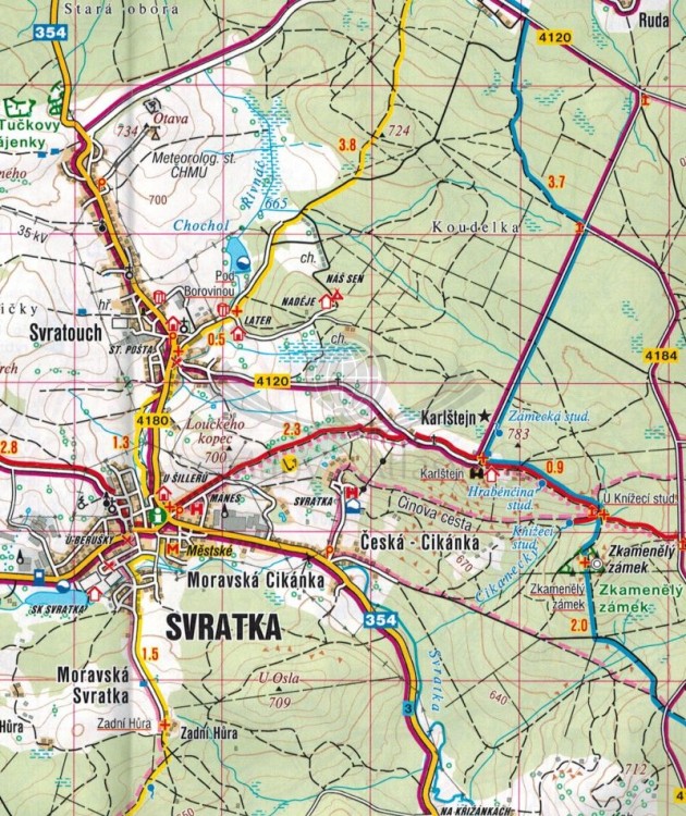 Góry Zdziarskie / Zdarske Vrchy. Mapa turystyczna 449 wydawnictwa Shocart. Fragment 1