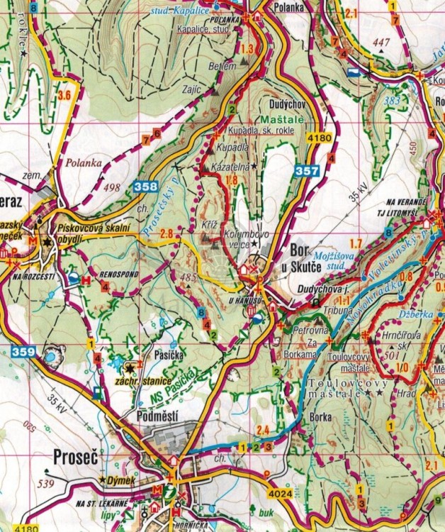 Góry Zdziarskie / Zdarske Vrchy. Mapa turystyczna 449 wydawnictwa Shocart. Fragment 2