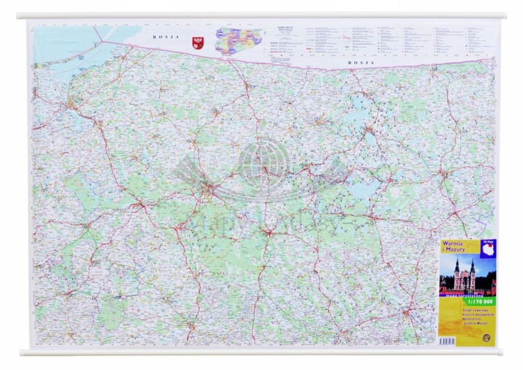 Warmia i Mazury 1:170 000. Mapa ścienna turystyczna
