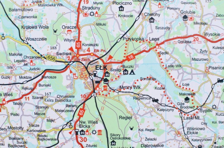 Warmia i Mazury 1:170 000. Mapa ścienna turystyczna. Fragment 2