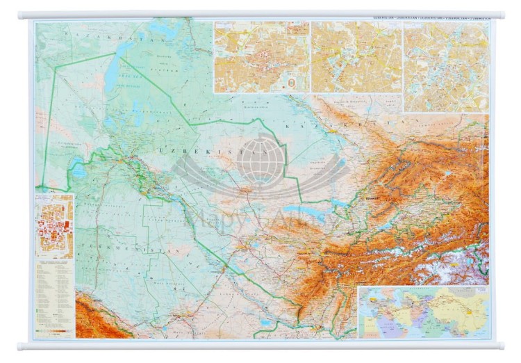 Uzbekistan 1:1 300 000. Mapa ścienna fizyczno-drogowa wydawnictwa Gizi Map
