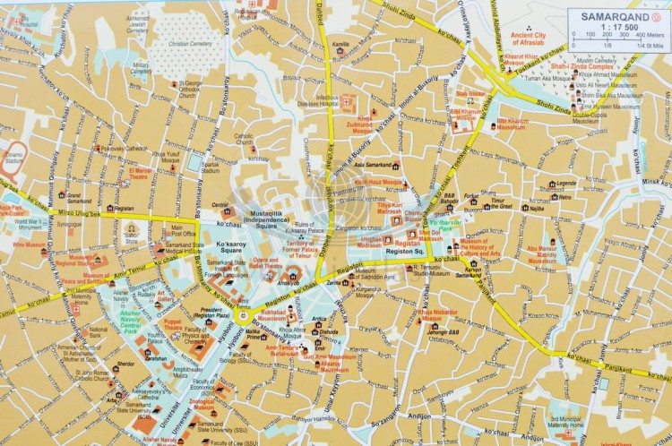 Uzbekistan 1:1 300 000. Mapa ścienna fizyczno-drogowa wydawnictwa Gizi Map. Fragment 7
