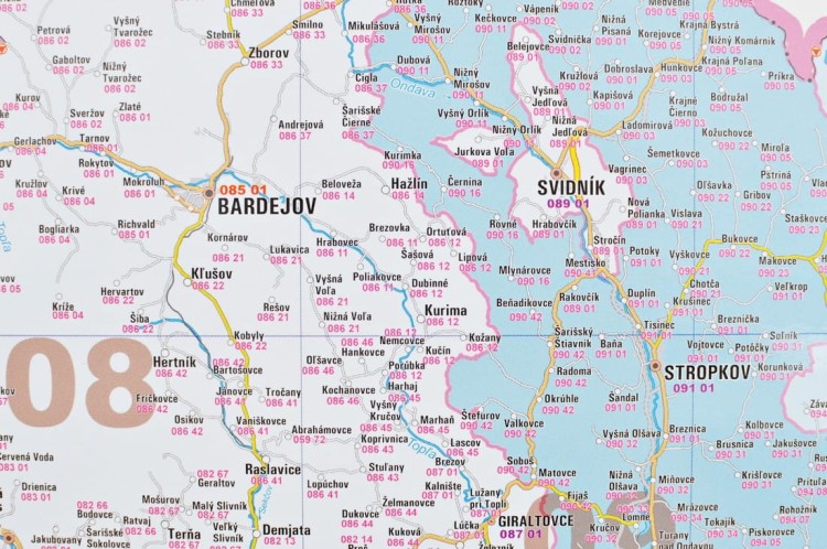 Słowacja 1:320 000. Mapa ścienna kodowo-drogowa. Fragment 4