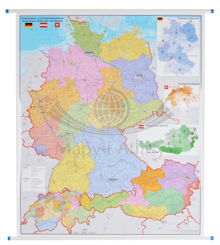 Niemcy, Austria, Szwajcaria 1:900 000. Mapa ścienna kodowa wydawnictwa Stiefel