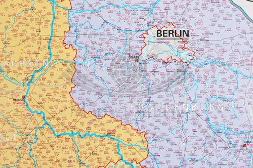 Niemcy, Austria, Szwajcaria 1:900 000. Mapa ścienna kodowa wydawnictwa Stiefel. Fragment 1
