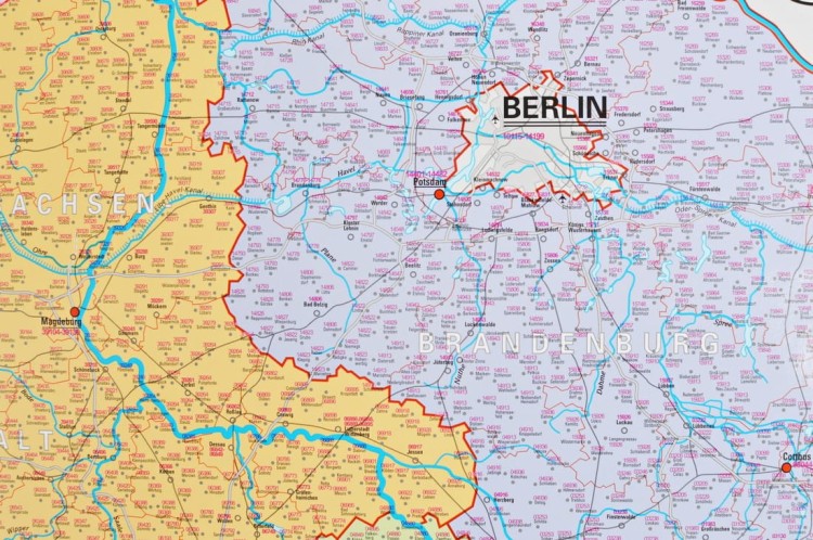 Niemcy, Austria, Szwajcaria 1:900 000. Mapa ścienna kodowa wydawnictwa Stiefel. Fragment 1