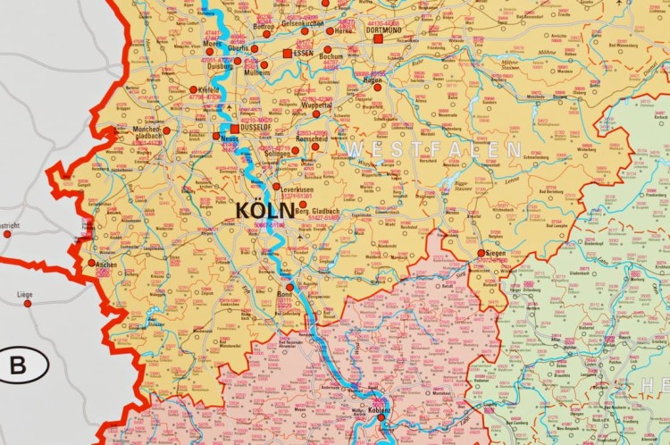 Niemcy, Austria, Szwajcaria 1:900 000. Mapa ścienna kodowa wydawnictwa Stiefel. Fragment 2