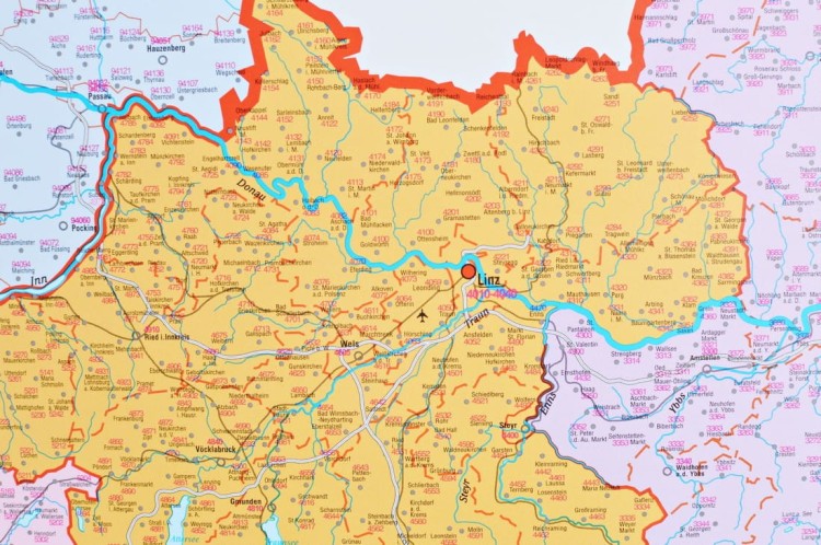 Niemcy, Austria, Szwajcaria 1:900 000. Mapa ścienna kodowa wydawnictwa Stiefel. Fragment 4