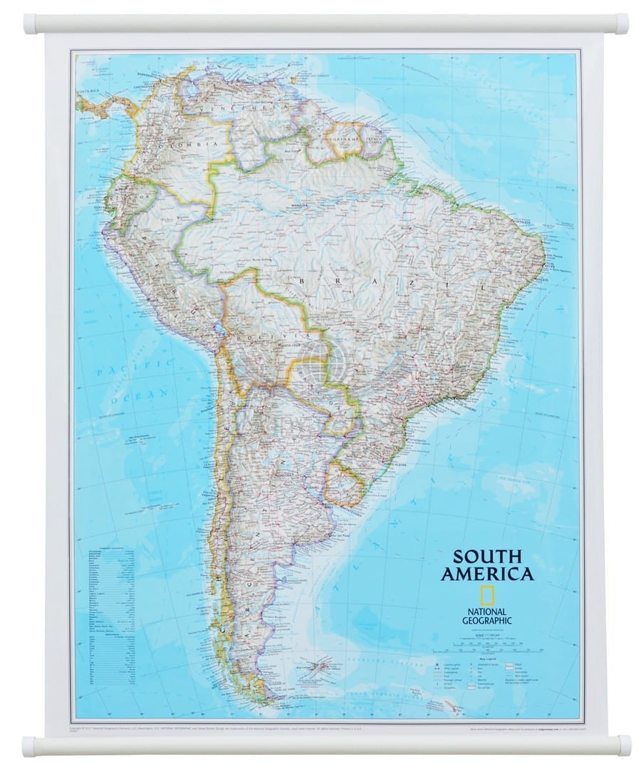 Ameryka Południowa 1:11 069 000. Mapa ścienna polityczna. National Geographic