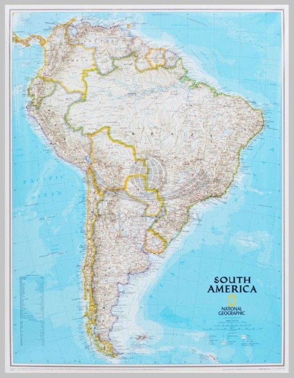 Ameryka Południowa. Mapa polityczna w wersji do wpinania. Wydawnictwo: National Geographic