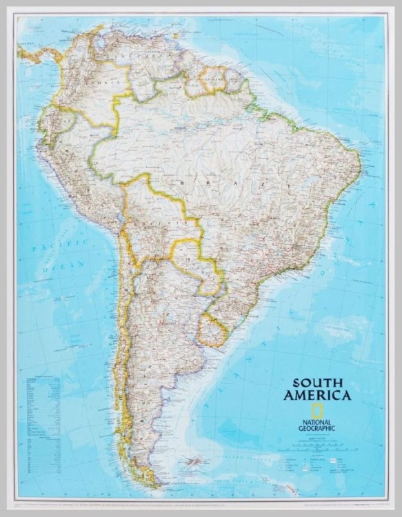 Ameryka Południowa. Mapa polityczna w wersji magnetycznej. Wydawnictwo: National Geographic