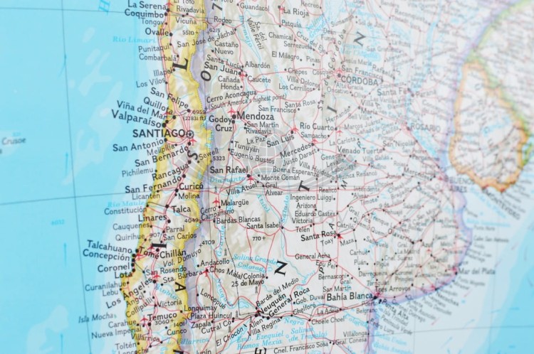 Ameryka Południowa 1:11 069 000. Arkusz, mapa ścienna polityczna wydawnictwa National Geographic. Fragment 5