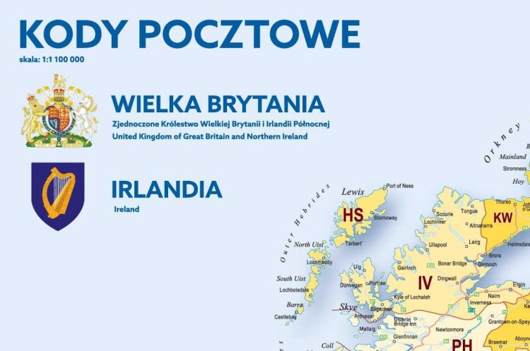 Wielka Brytania i Irlandia 1:1 000 000. Mapa ścienna kodowo-drogowa. Fragment 1