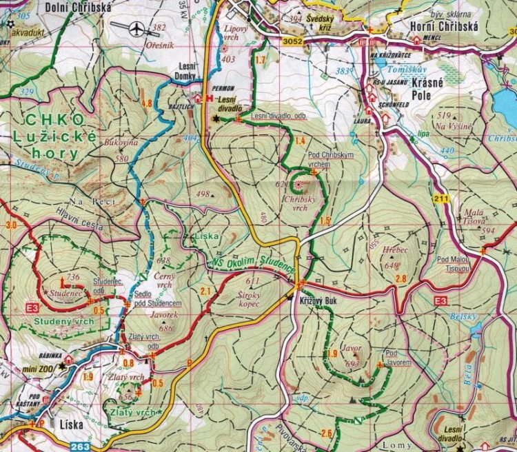 Góry Łużyckie / Luzicke Hory. Mapa turystyczna 404 wydawnictwa Shocart. Fragment 2