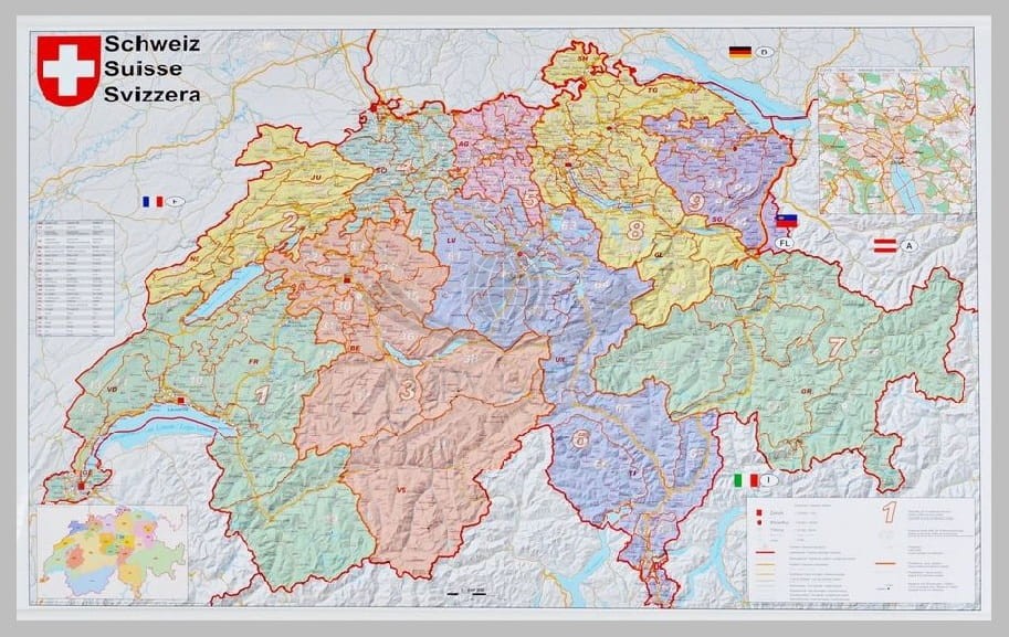 Szwajcaria 1:400 000. Mapa kodowo-drogowa. Wersja magnetyczna