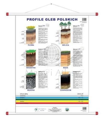 Profile gleb polskich. Plansza edukacyjna 120 x 160 cm. Oprawa w plastikowe rurki