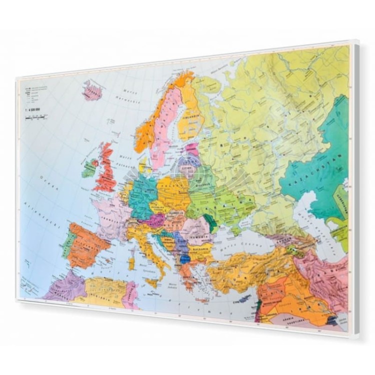 Europa 1:4 500 000. Mapa polityczna w wersji magnetycznej. Rama alu SLIM. Wydawnictwo: Stiefel