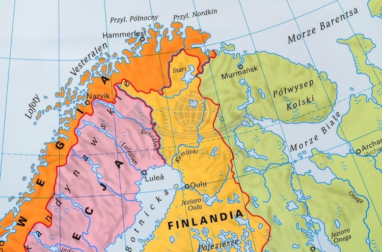 Europa 1:4 500 000. Mapa polityczna w wersji magnetycznej. Rama alu SLIM. Wydawnictwo: Stiefel. Fragment 2