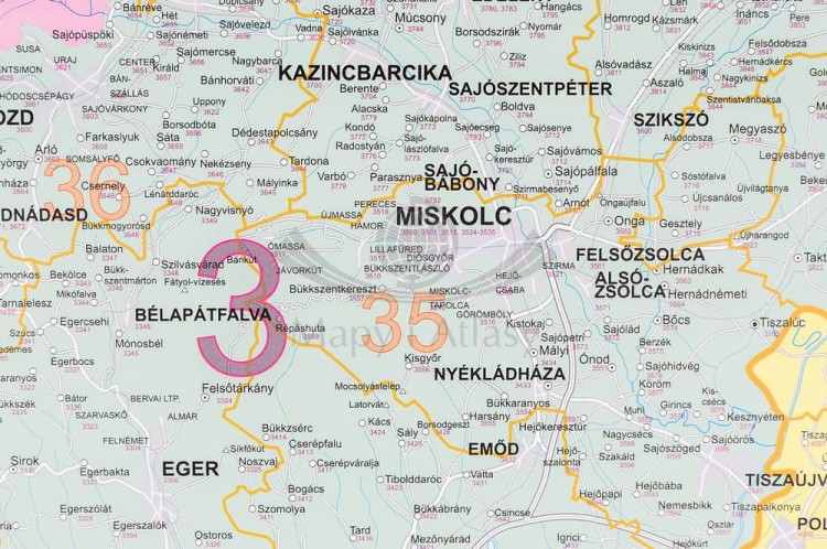 Węgry 1:400 000. Mapa kodowa w wersji do wpinania. Rama alu SLIM. Wydawnictwo: Stiefel. Fragment 1