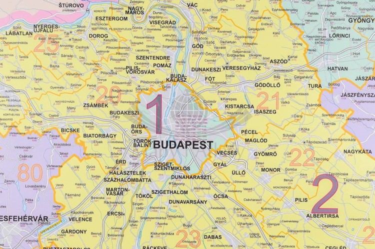 Węgry 1:400 000. Mapa kodowa w wersji do wpinania. Rama alu SLIM. Wydawnictwo: Stiefel. Fragment 3