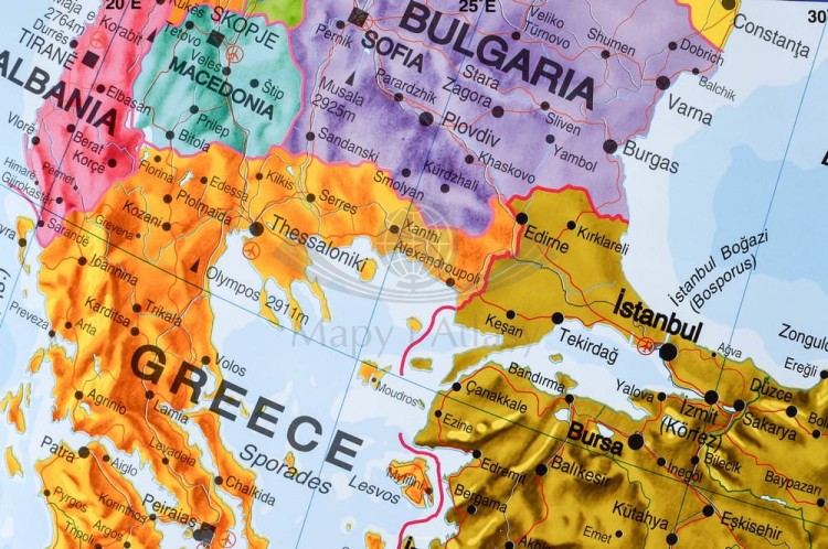 Bliski Wschód. Mapa ścienna polityczna wydawnictwa Maps International. Fragment 1