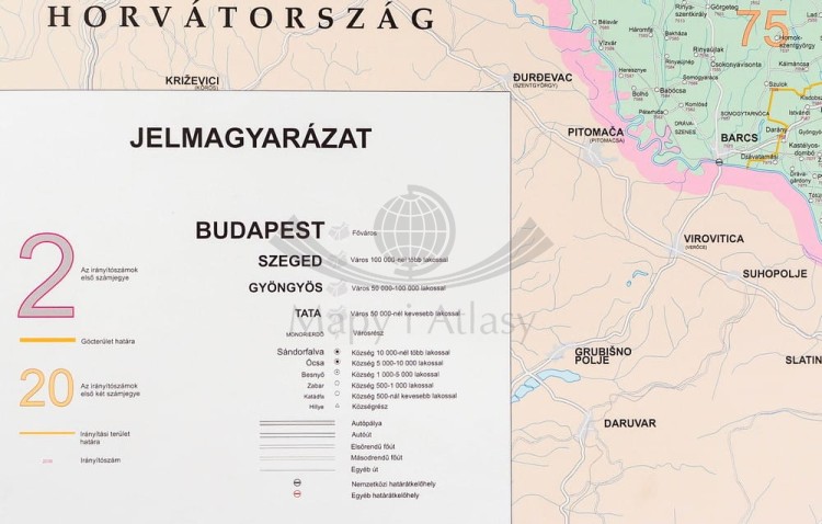 Węgry 1:400 000. Mapa kodowa w wersji magnetycznej. Rama alu SLIM. Wydawnictwo: Stiefel. Legenda