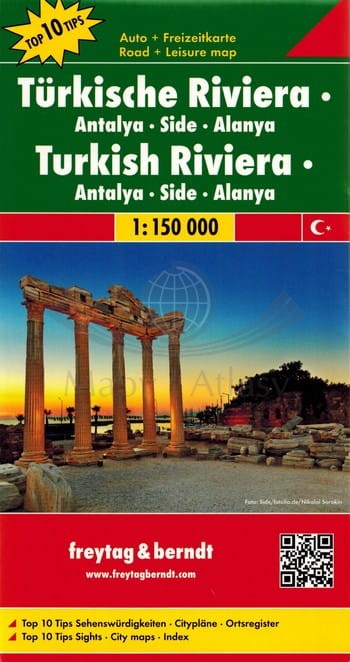 Turcja. Turecka Riwiera - Antalya, Side, Alanya 1:150 000. Mapa samochodowa. Freytag & Berndt