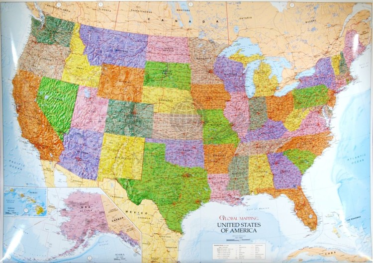 Stany Zjednoczone / USA 1:3 500 000. Mapa polityczna. Rama alu SLIM