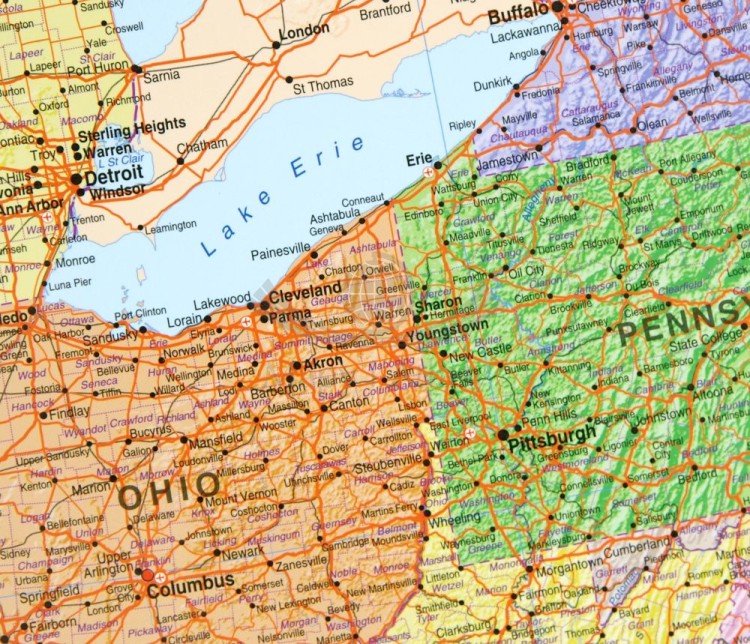Stany Zjednoczone / USA 1:3 500 000. Mapa polityczna. Rama alu SLIM. Fragment 2