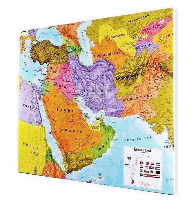 Bliski Wschód. Mapa polityczna. Rama alu SLIM