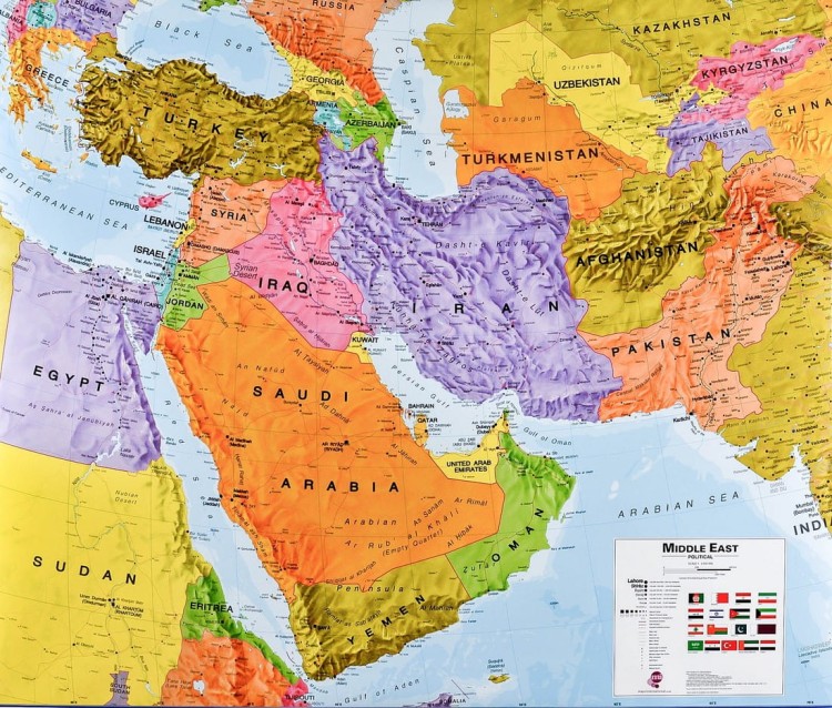 Bliski Wschód. Mapa polityczna w wersji do wpinania. Rama alu SLIM
