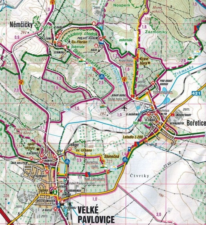 Pogranicze czesko-słowacko-austriackie. Mapa turystyczna, rowerowa 501 wydawnictwa Shocart. Fragment 2