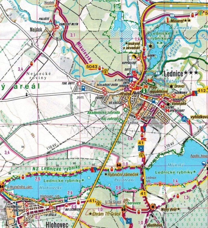 Pogranicze czesko-słowacko-austriackie. Mapa turystyczna, rowerowa 501 wydawnictwa Shocart. Fragment 3