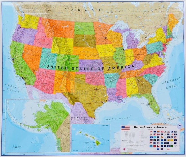Stany Zjednoczone / USA 1:4 250 000. Mapa polityczna. Rama alu SLIM