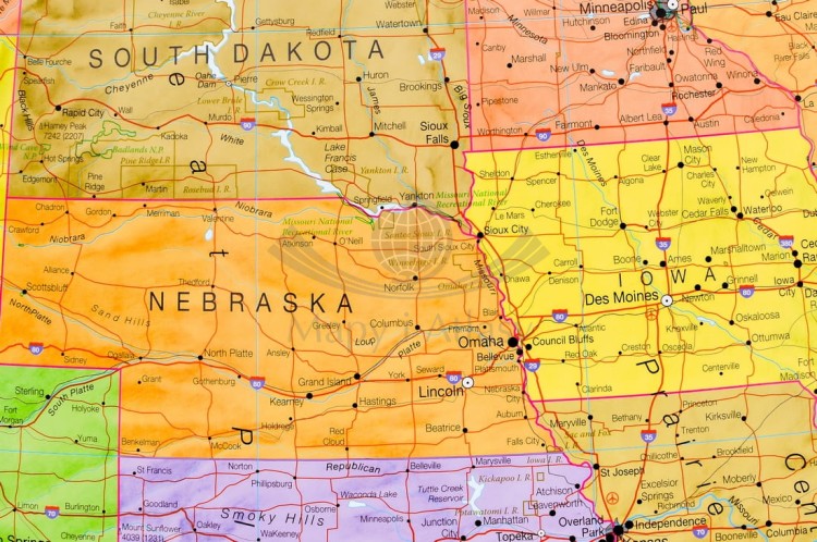 Stany Zjednoczone / USA 1:4 250 000. Mapa polityczna w wersji magnetycznej. Rama alu SLIM. Fragment 5