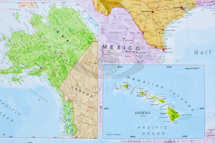 Stany Zjednoczone / USA 1:4 250 000. Mapa polityczna w wersji magnetycznej. Rama alu SLIM. Fragment 11