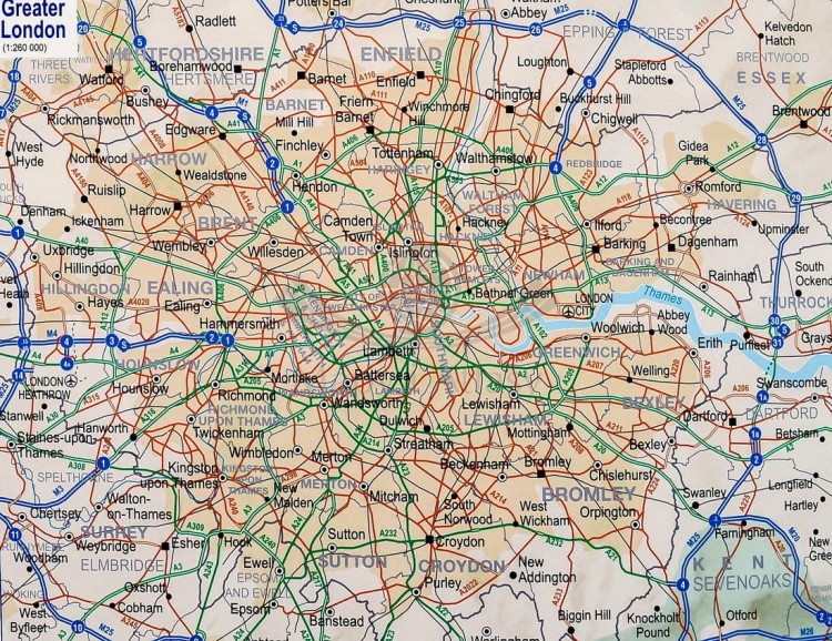 Wielka Brytania. Mapa drogowa w wersji magnetycznej. Rama alu SLIM. Fragment 6