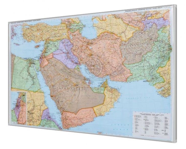 Bliski Wschód 1:4 000 000. Mapa polityczno-drogowa do wpinania. Rama alu SLIM