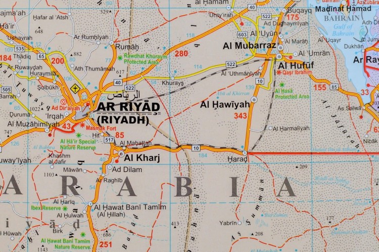 Bliski Wschód 1:4 000 000. Mapa polityczno-drogowa w wersji magnetycznej. Rama alu SLIM. Fragment 1