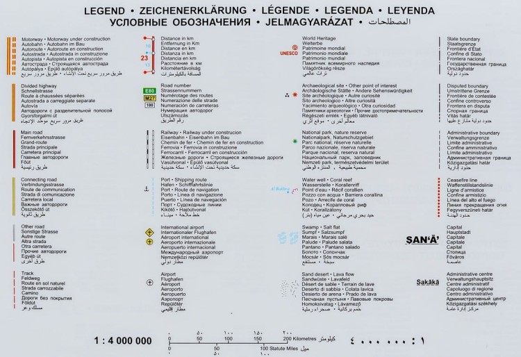 Bliski Wschód 1:4 000 000. Mapa polityczno-drogowa w wersji magnetycznej. Rama alu SLIM. Legenda
