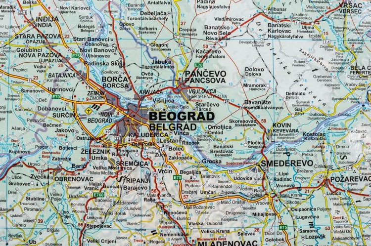 Serbia, Kosowo i Czarnogóra. Mapa ścienna drogowa wydawnictwa Gizi Map. Fragment 2