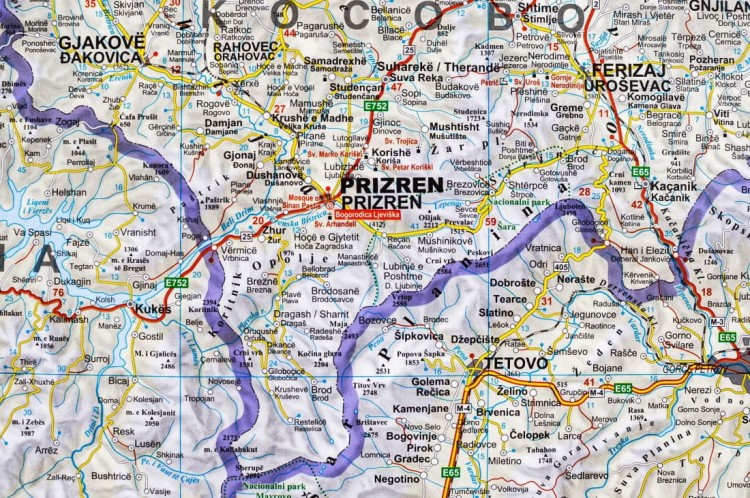 Serbia, Kosowo i Czarnogóra. Mapa ścienna drogowa wydawnictwa Gizi Map. Fragment 3